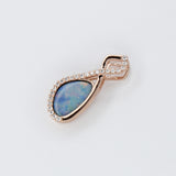 1.2ct Boulder Opal Pendant w Earth Mined Diamonds in Solid 14K Rose Gold | Fancy Shape 10x6.5mm