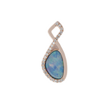 1.2ct Boulder Opal Pendant w Earth Mined Diamonds in Solid 14K Rose Gold | Fancy Shape 10x6.5mm