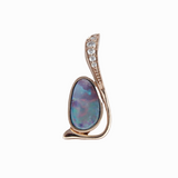 Boulder Opal Pendant w Earth Mined Diamonds in Solid 14K Rose Gold | Fancy 8x5mm