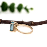 5.5ct Vibrant Blue Zircon Ring w Earth Mined Diamonds in Solid 14K Gold | EM 10x6mm
