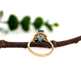 5.5ct Vibrant Blue Zircon Ring w Earth Mined Diamonds in Solid 14K Gold | EM 10x6mm
