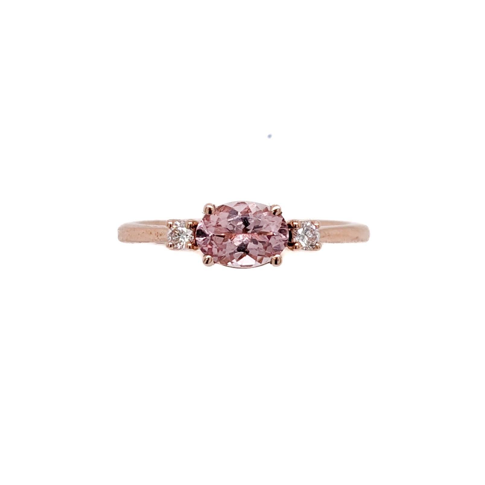 1.96ct Morganite Ring w Natural Diamond Accents in Solid 14K Gold | Oval 7x5mm