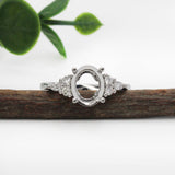 Gigi 14k Solid Gold Ring Setting  W Natural Diamond Accents | Oval Shaped