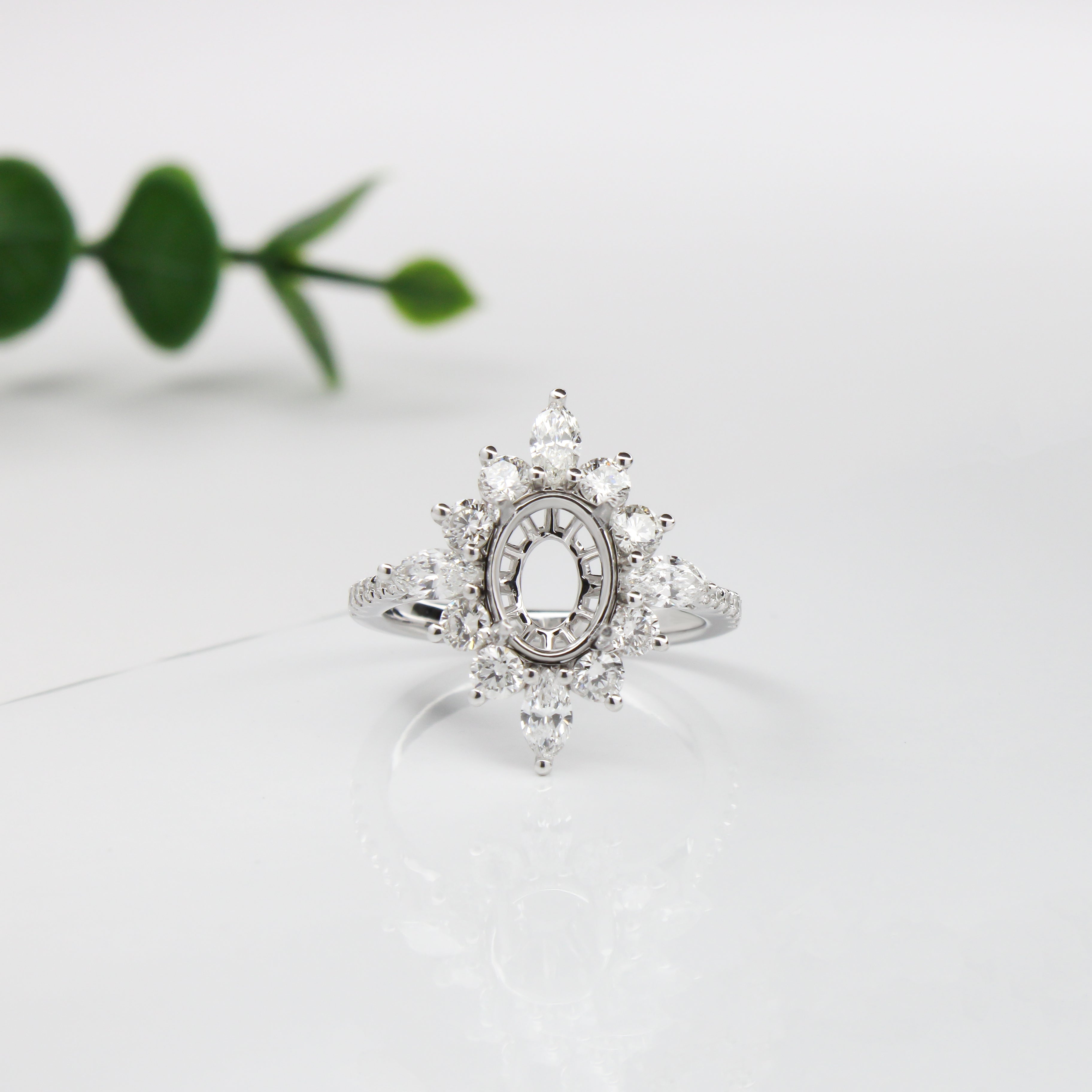 Ring Semi Mount w Marquise & Round Diamond Accents