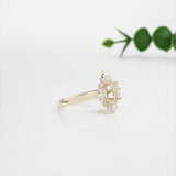 Aurora Collection Unique Oval Shape Ring Setting w Diamond Halo in 14K Solid Gold