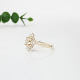 Aurora Collection Unique Oval Shape Ring Setting w Diamond Halo in 14K Solid Gold