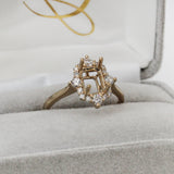 Vintage Style Art Deco Diamond Halo Ring Semi Mount in Solid 14K Gold