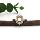 Vintage Style Art Deco Diamond Halo Ring Semi Mount in Solid 14K Gold