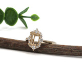 Vintage Style Art Deco Diamond Halo Ring Semi Mount in Solid 14K Gold