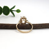 Vintage Style Art Deco Diamond Halo Ring Semi Mount in Solid 14K Gold