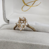 Vintage Style Art Deco Diamond Halo Ring Semi Mount in Solid 14K Gold