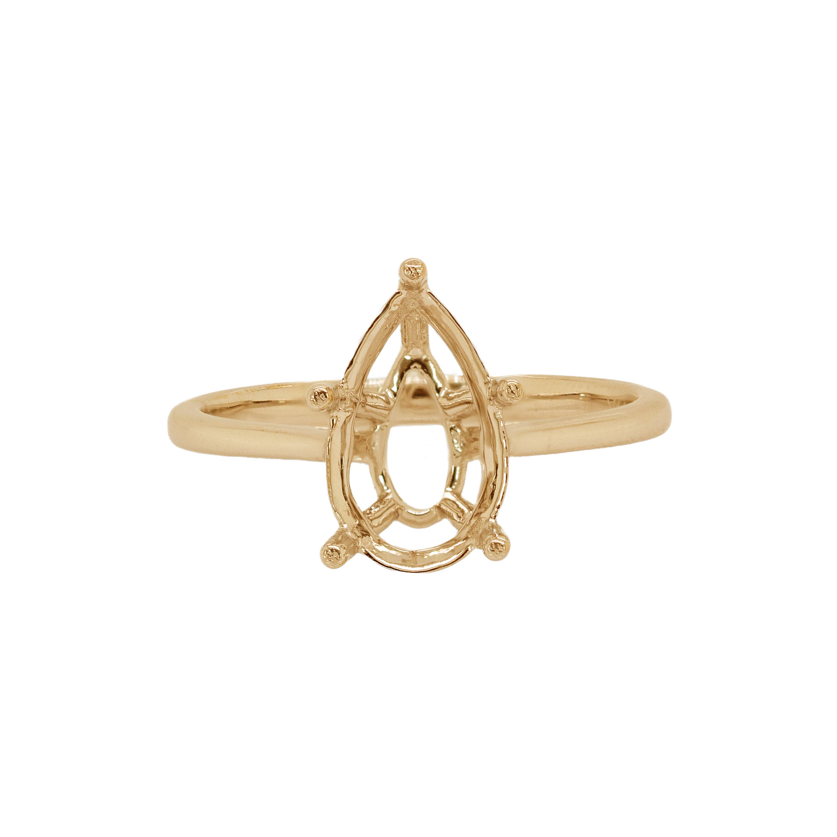 Stella 14K Solid Gold Solitaire Ring Mount | PE 11.5x6.7mm