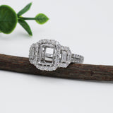 Celeste Collection Two Baguette Baskets & a Center Emerald Basket w a Diamond Halo