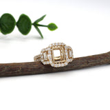 Celeste Collection Two Baguette Baskets & a Center Emerald Basket w a Diamond Halo