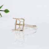 Minimalist Diamond Accented Ring Setting in 14K Solid Gold | Emerald Cut | Statement Ring | Tapered Shank | Customizable