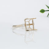 Minimalist Diamond Accented Ring Setting in 14K Solid Gold | Emerald Cut | Statement Ring | Tapered Shank | Customizable