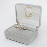 Minimalist Diamond Accented Ring Setting in 14K Solid Gold | Emerald Cut | Statement Ring | Tapered Shank | Customizable