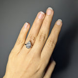 Natural Diamond Hidden Halo Ring Setting in 14K Solid Gold | Double Prong, Customizable Pear Shape 13×9mm