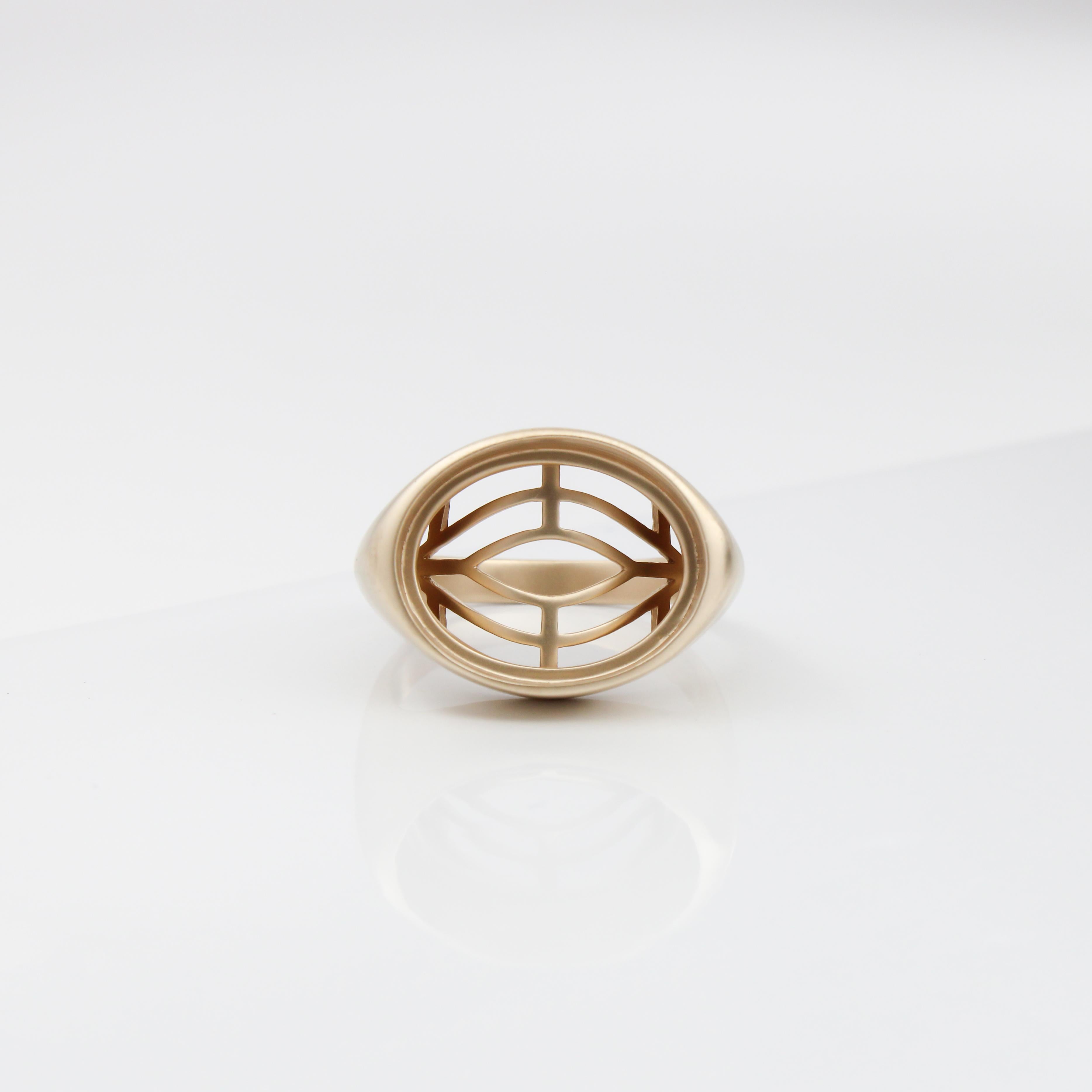 East West Bezel Set Ring Mount in Solid 14K Gold | Oval 18x14mm