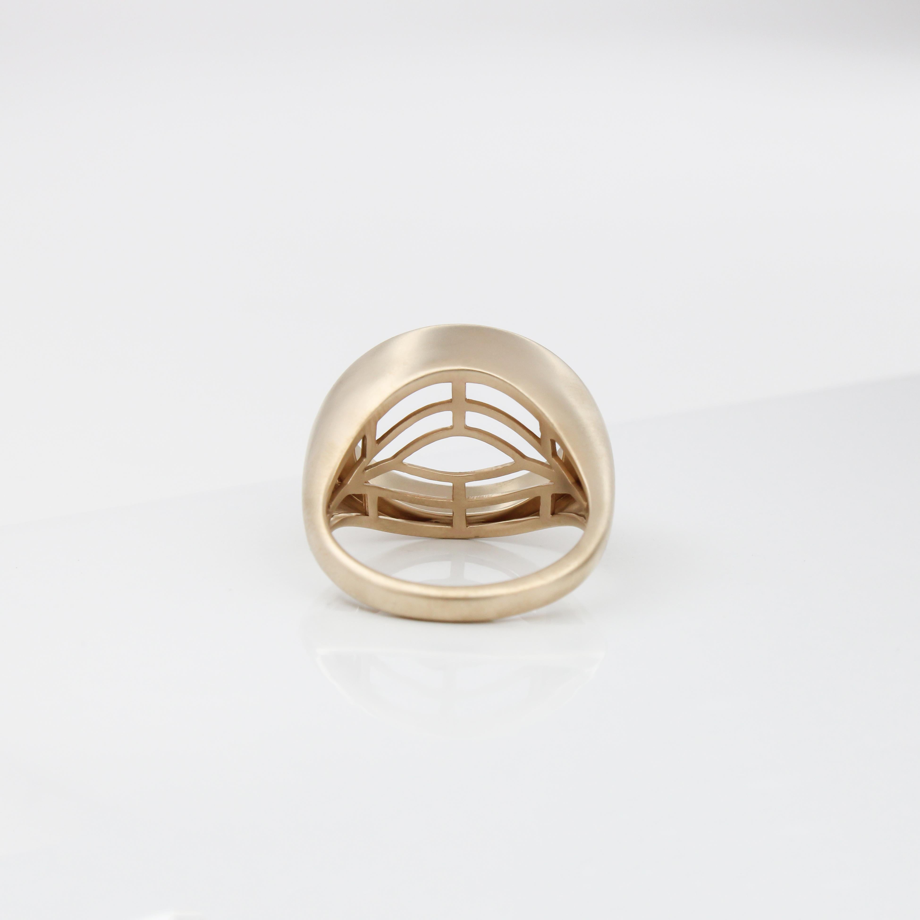 East West Bezel Set Ring Mount in Solid 14K Gold | Oval 18x14mm