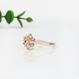 Floral Inspired Ring Semi Mount w Diamond Accents in 14K Solid Gold | Round Shape