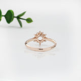 Floral Inspired Ring Semi Mount w Diamond Accents in 14K Solid Gold | Round Shape