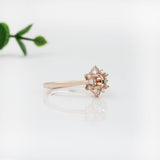 Floral Inspired Ring Semi Mount w Diamond Accents in 14K Solid Gold | Round Shape