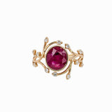 2.5ct Burma Ruby Ring w Natural Diamond Accents in Solid 14K Yellow Gold | Oval