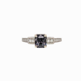 1.46ct Spinel Ring w Natural Diamond Accents in Solid 14K White Gold EM 6.5x5.5