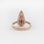 Tourmaline Ring w Earth Mined Diamonds in Solid 14K Rose Gold | Pear 16x7mm