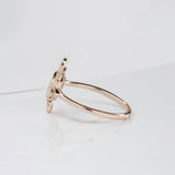 Ring Semi Mount w Earth Mined Diamonds in Solid 14K Gold | Round 6mm