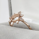 Ring Semi Mount w Earth Mined Diamonds in Solid 14K Gold | Round 6mm