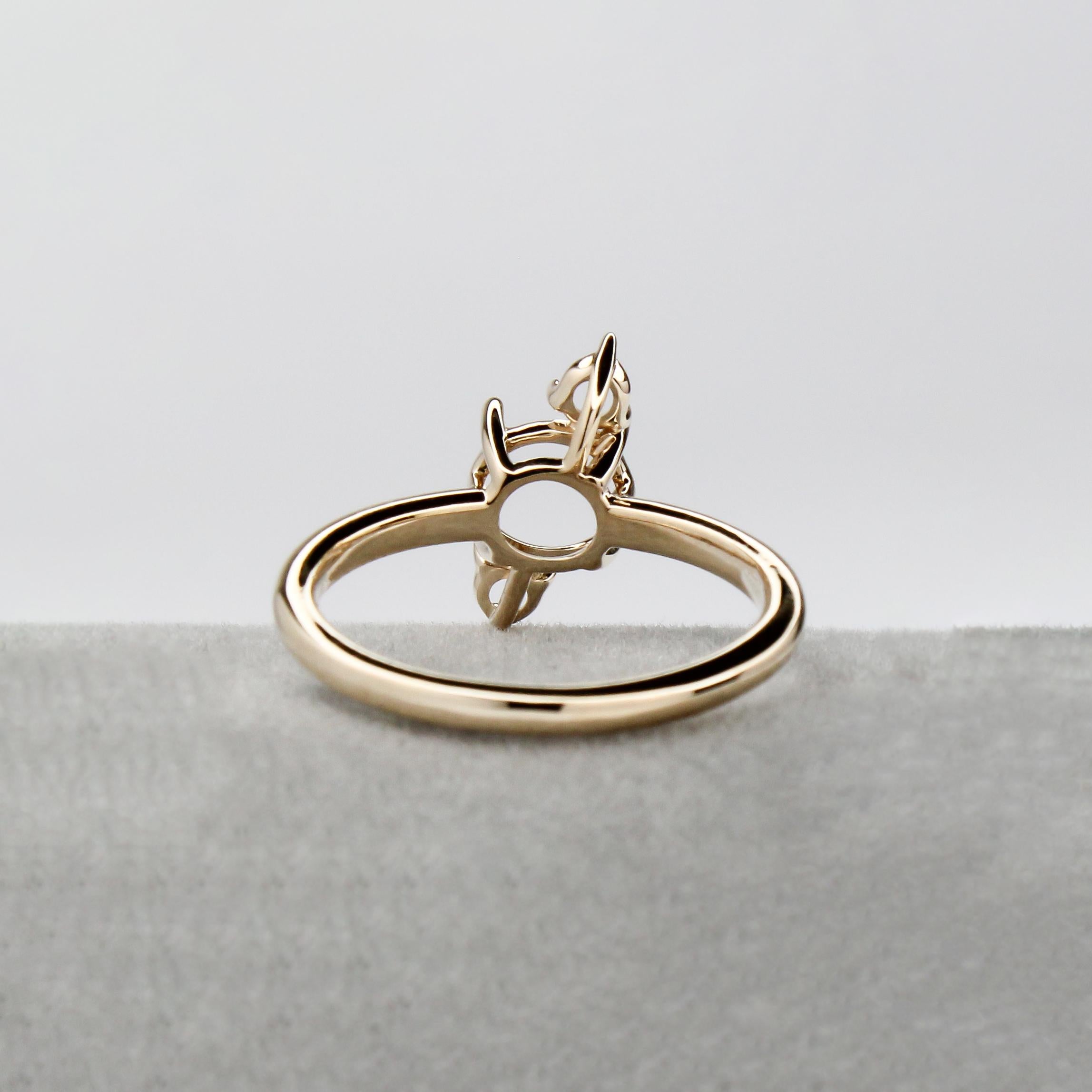 Ring Mount in Solid 14K Gold | Round 6mm | Round Ring Setting