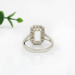 Statement Ring Semi Mount w Earth Mined Diamonds in Solid 14K Gold | Emerald Cut