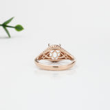 Statement Oval Ring Semi Mount w Diamonds and Milgrain Details in 14K Solid Gold