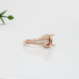 Statement Oval Ring Semi Mount w Diamonds and Milgrain Details in 14K Solid Gold