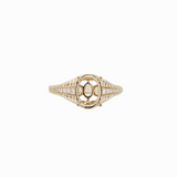 Statement Oval Ring Setting w Earth Mined Diamonds and Milgrain Details in 14K Solid Gold