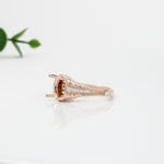 Statement Oval Ring Semi Mount w Diamonds and Milgrain Details in 14K Solid Gold