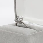 Ring Semi Mount w Earth Mined Diamonds in Solid 14K Gold | Cushion 8x7mm