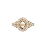 Ring Semi Mount w Earth Mined Diamonds in Solid 14K Gold | Oval