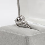 Ring Semi Mount w Earth Mined Diamonds in Solid 14K Gold | Oval