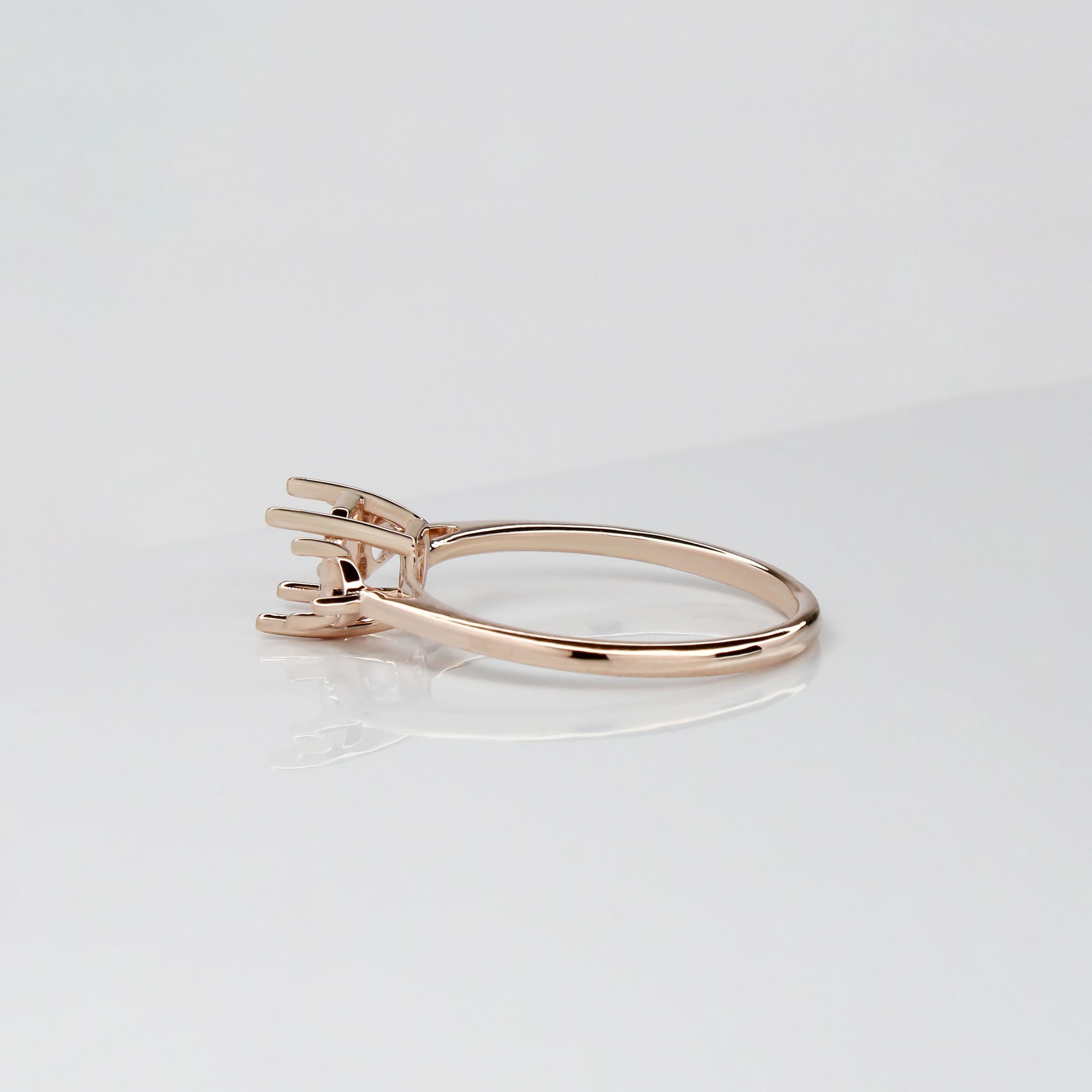 Ring Mount in Solid 14K Gold | Hexagon Shape 6x5mm