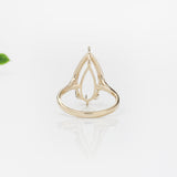 Statement Ring Setting w Trillion Diamond Accents in 14K Solid Gold | Pear