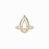 Statement Ring Setting w Trillion Diamond Accents in 14K Solid Gold | Pear