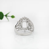 Ornate Split Shank Statement Ring Semi-Mount with Natural Diamonds in 14K Solid Gold, Designed for 12.5×8.5mm Cushion Center Stone, Customizable Jewelry for Women