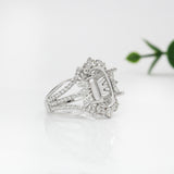 Ornate Split Shank Statement Ring Semi-Mount with Natural Diamonds in 14K Solid Gold, Designed for 12.5×8.5mm Cushion Center Stone, Customizable Jewelry for Women