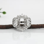 Ornate Split Shank Statement Ring Setting w Natural Diamonds in 14K Solid Gold