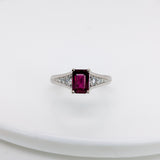 1.1ct Ruby Engagement Ring w Natural Diamond Accents in Solid 14K White Gold