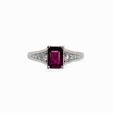 1.1ct Ruby Engagement Ring w Natural Diamond Accents in Solid 14K White Gold