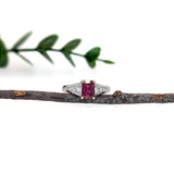 1.1ct Ruby Engagement Ring w Natural Diamond Accents in Solid 14K White Gold
